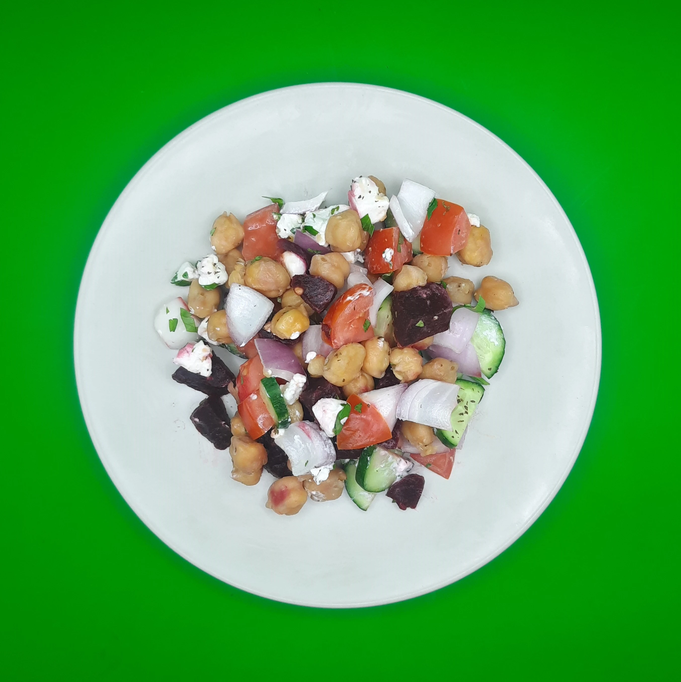 Chickpeas beet feta salad